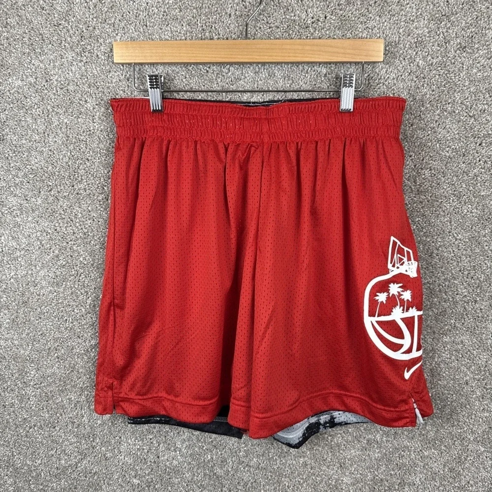 Nike Mens Size Large Basketball Reversible Shorts Black Red White DV9607-010 NEW